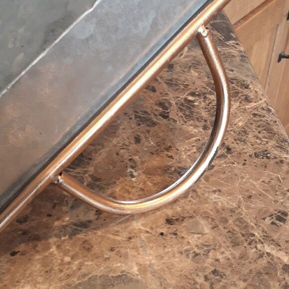 Fun galvinized partitioned Tray with copper color trim. - Picture 5 of 5